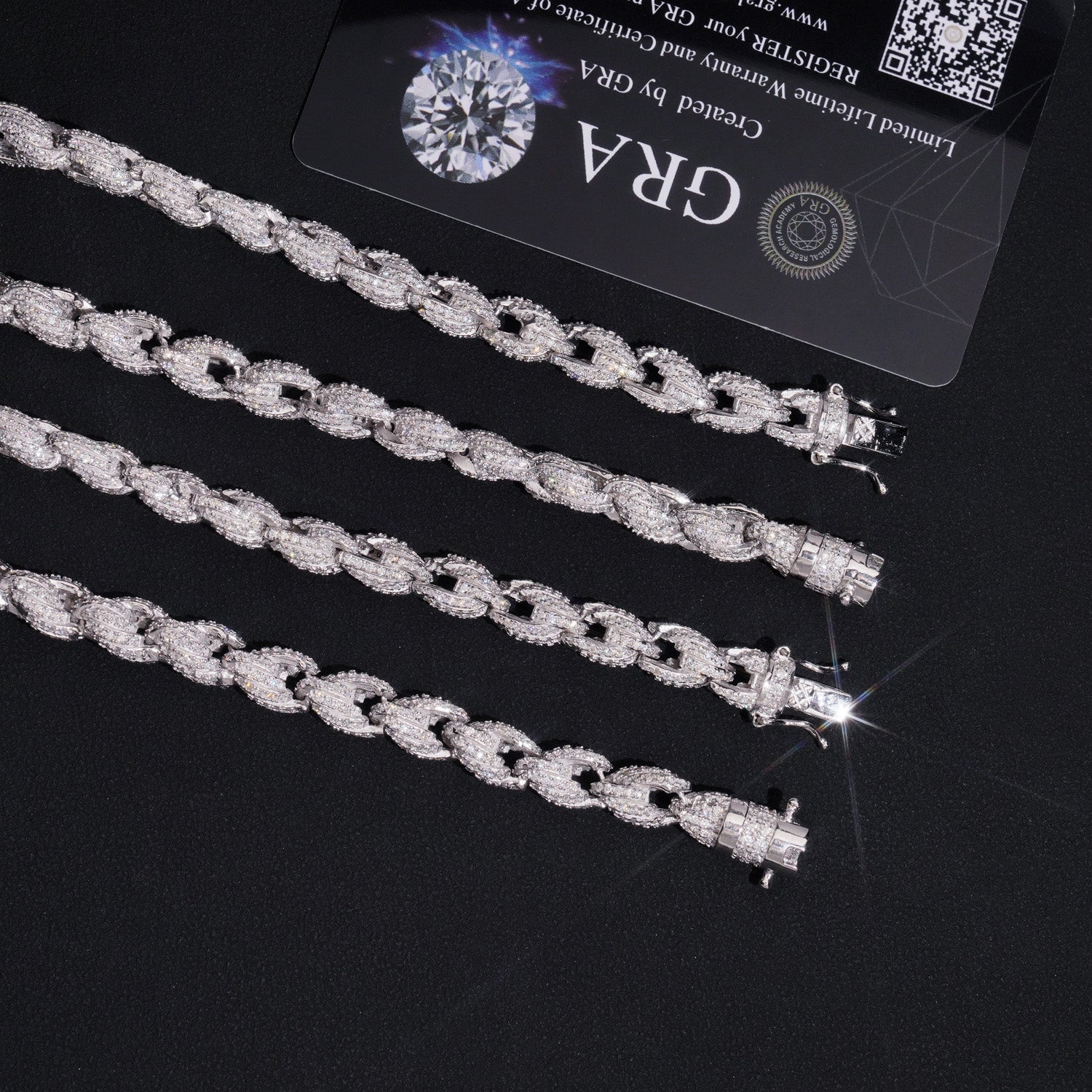 terlin Silver 925 Men Necklace 8MM Fully Iced Moissanite Diamond Rope Chain Necklace