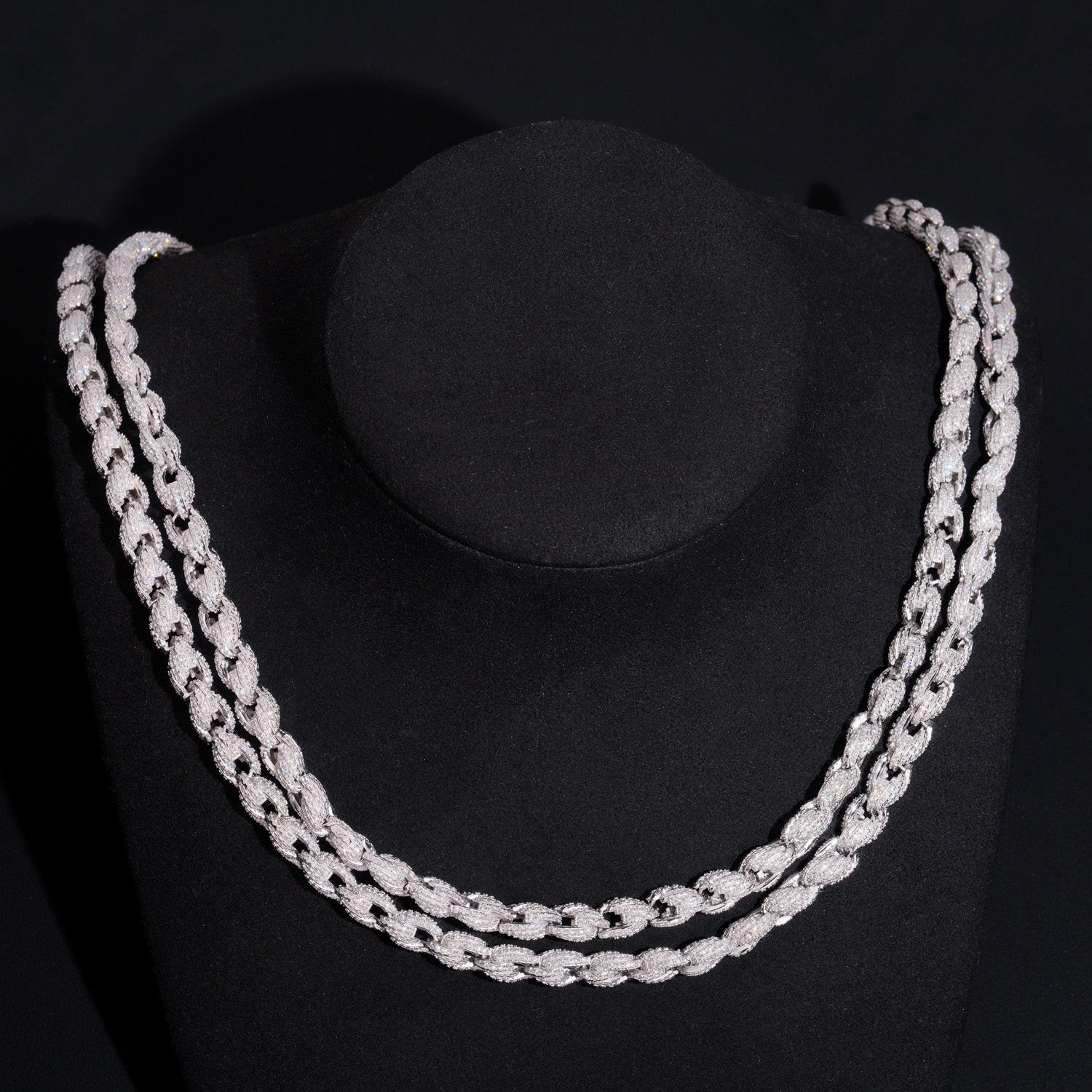 terlin Silver 925 Men Necklace 8MM Fully Iced Moissanite Diamond Rope Chain Necklace