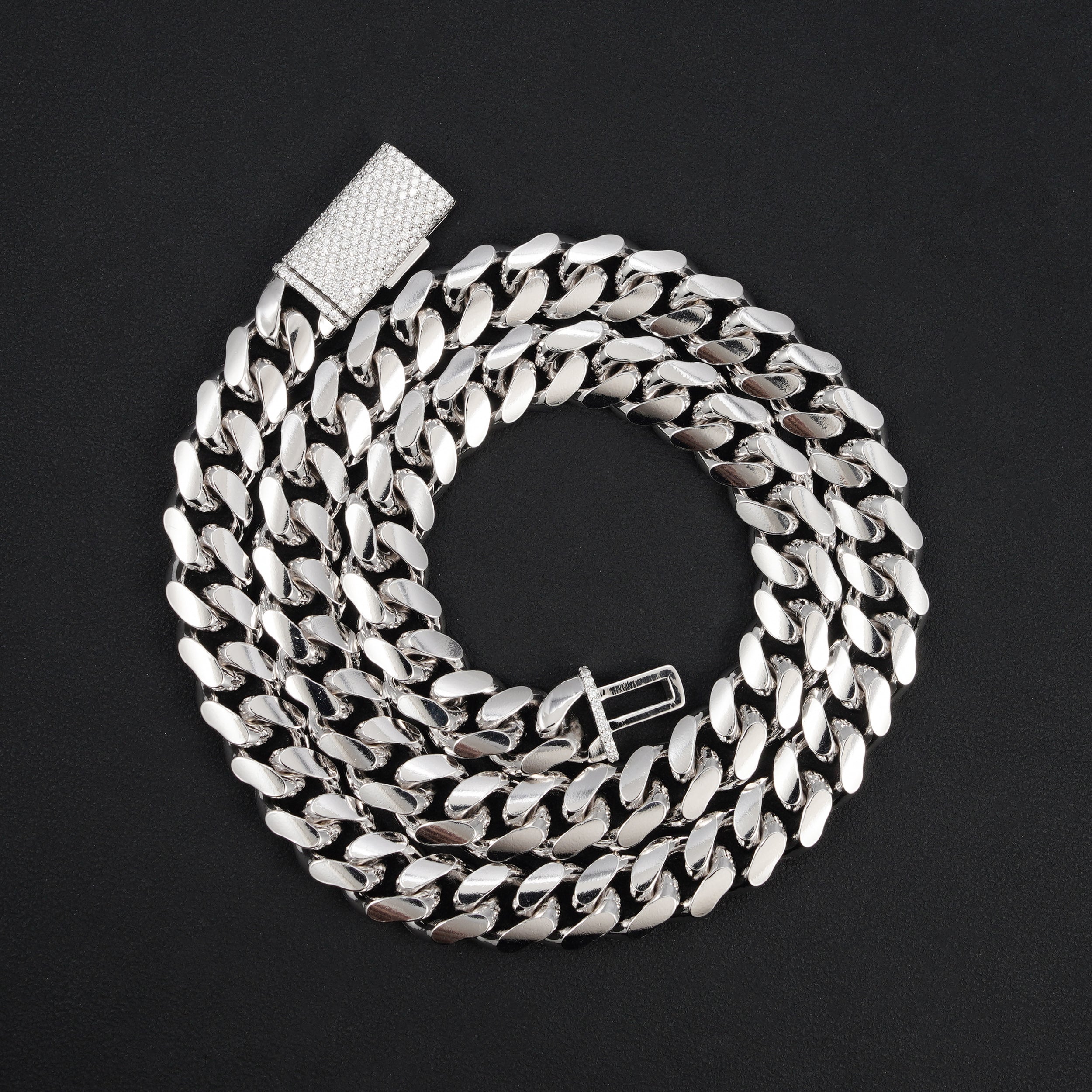 IGI Certificated 925 Silver Miami Cuban Chain With Lab Diamonds Clasp