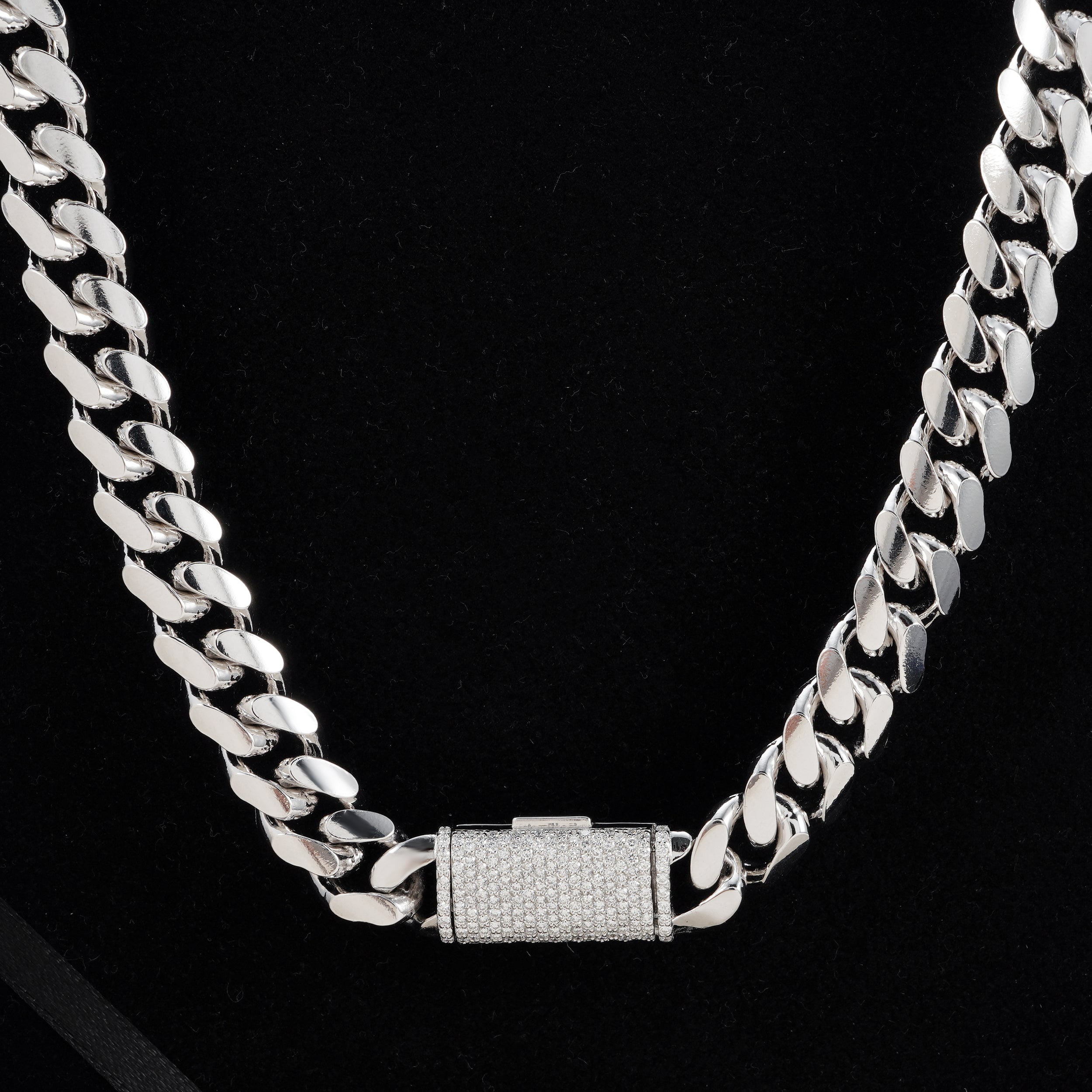 IGI Certificated 925 Silver Miami Cuban Chain With Lab Diamonds Clasp