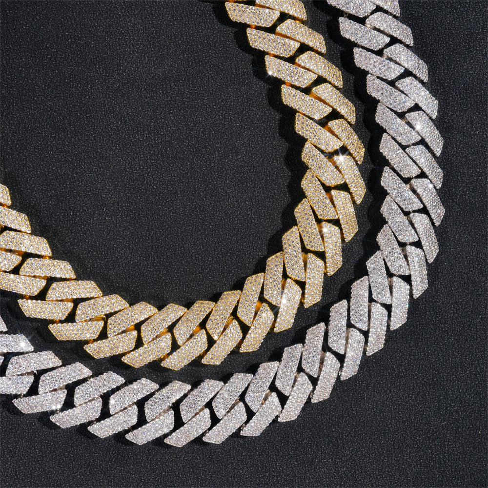 VVS CZ 18MM Prong Set Cuban Link Chain Necklace