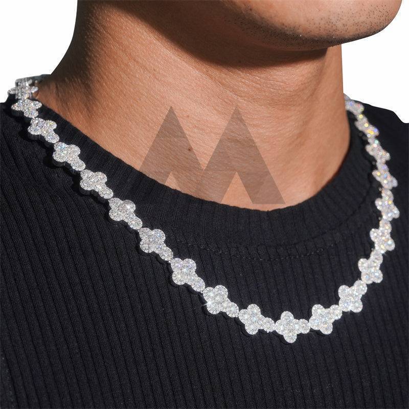 New Arrival Iced Out Hip Ho Moissanite Jewelry 13MM Silver 925 Moissanite Cross Tennis Chain