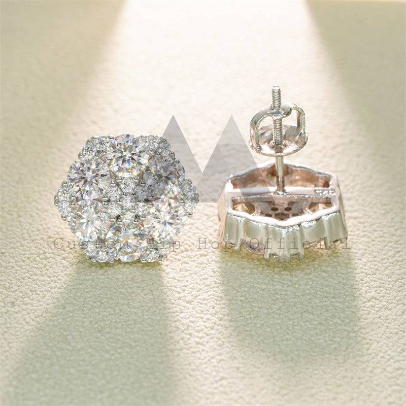 Luxury VVS Moissanite Diamond Iced Out Buss Down Earrings Screw Back hip hop jewelry6