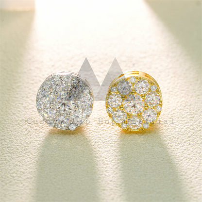 925 Silver Moissanite Classic Men's Earrings with Screw Back in White and Yellow Gold4