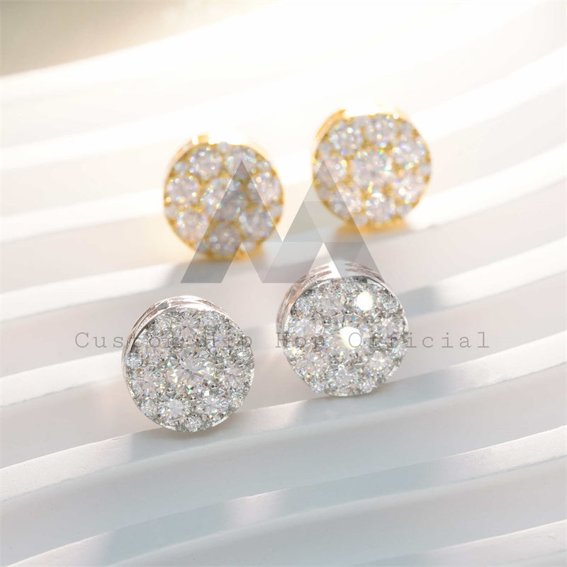 925 Silver Moissanite Classic Men's Earrings with Screw Back in White and Yellow Gold0