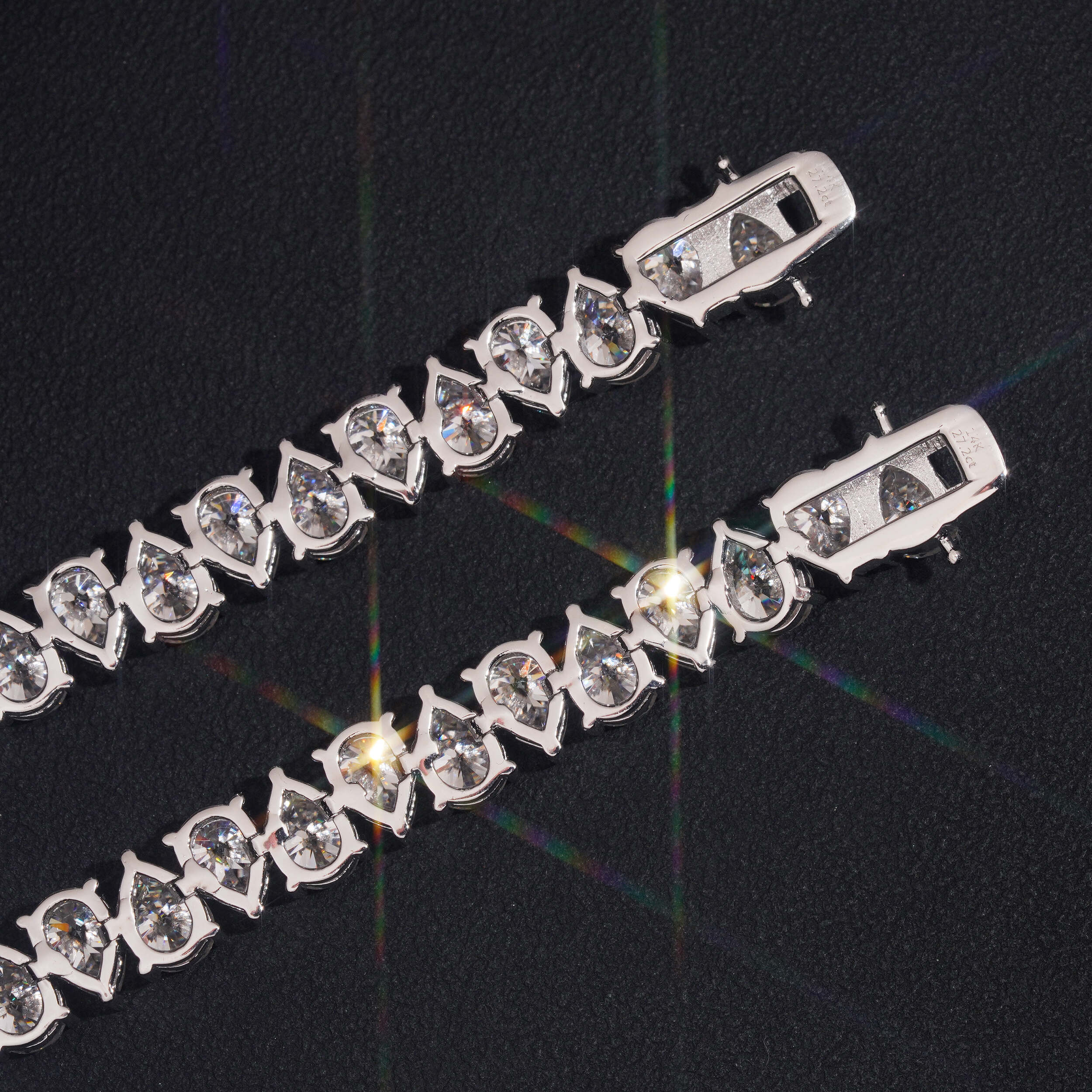 925 Silver 1CT Pear Cut VVS Moissanite Diamond Tennis Bracelet