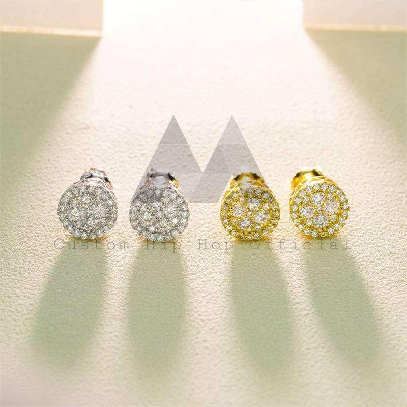 925 Silver Moissanite Earrings with Screw Back Design in Hip Hop Jewelry Style