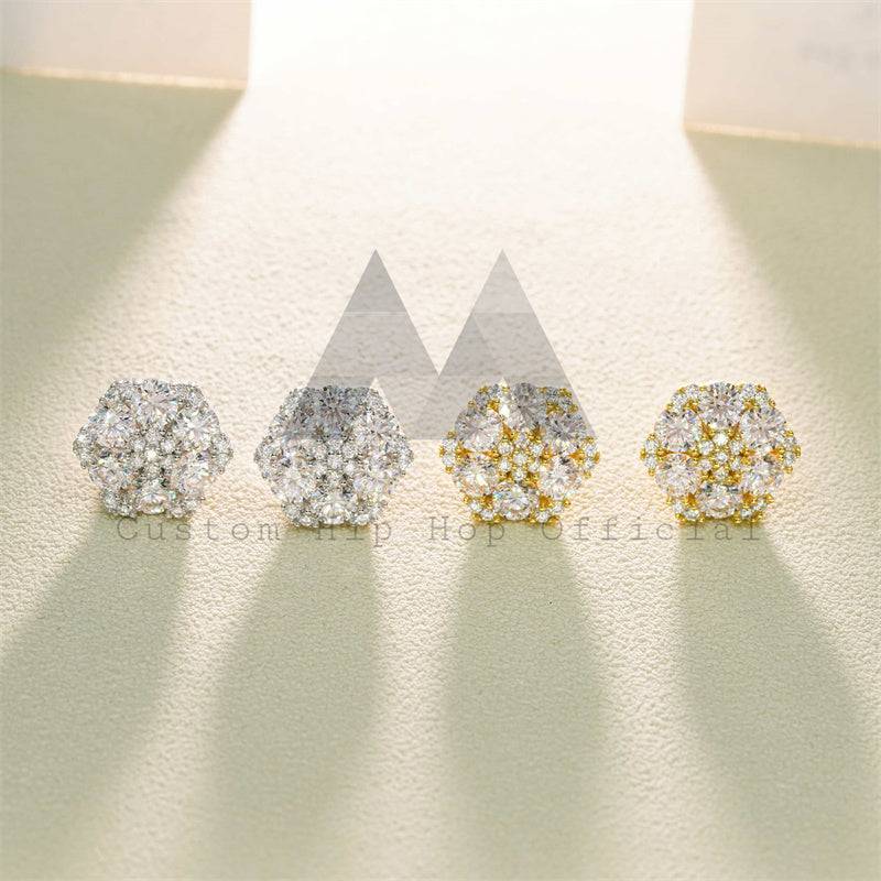 Luxury VVS Moissanite Diamond Iced Out Buss Down Earrings Screw Back hip hop jewelry3