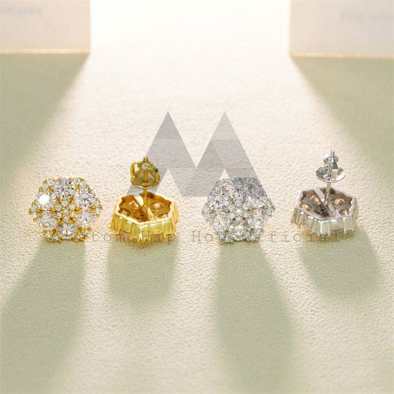 Luxury VVS Moissanite Diamond Iced Out Buss Down Earrings Screw Back hip hop jewelry1