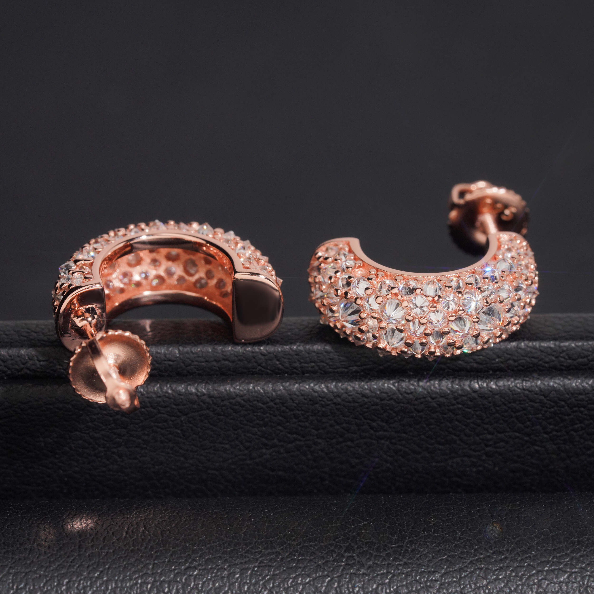 Mosaic Setting Moissanite Diamond Hoop Earrings