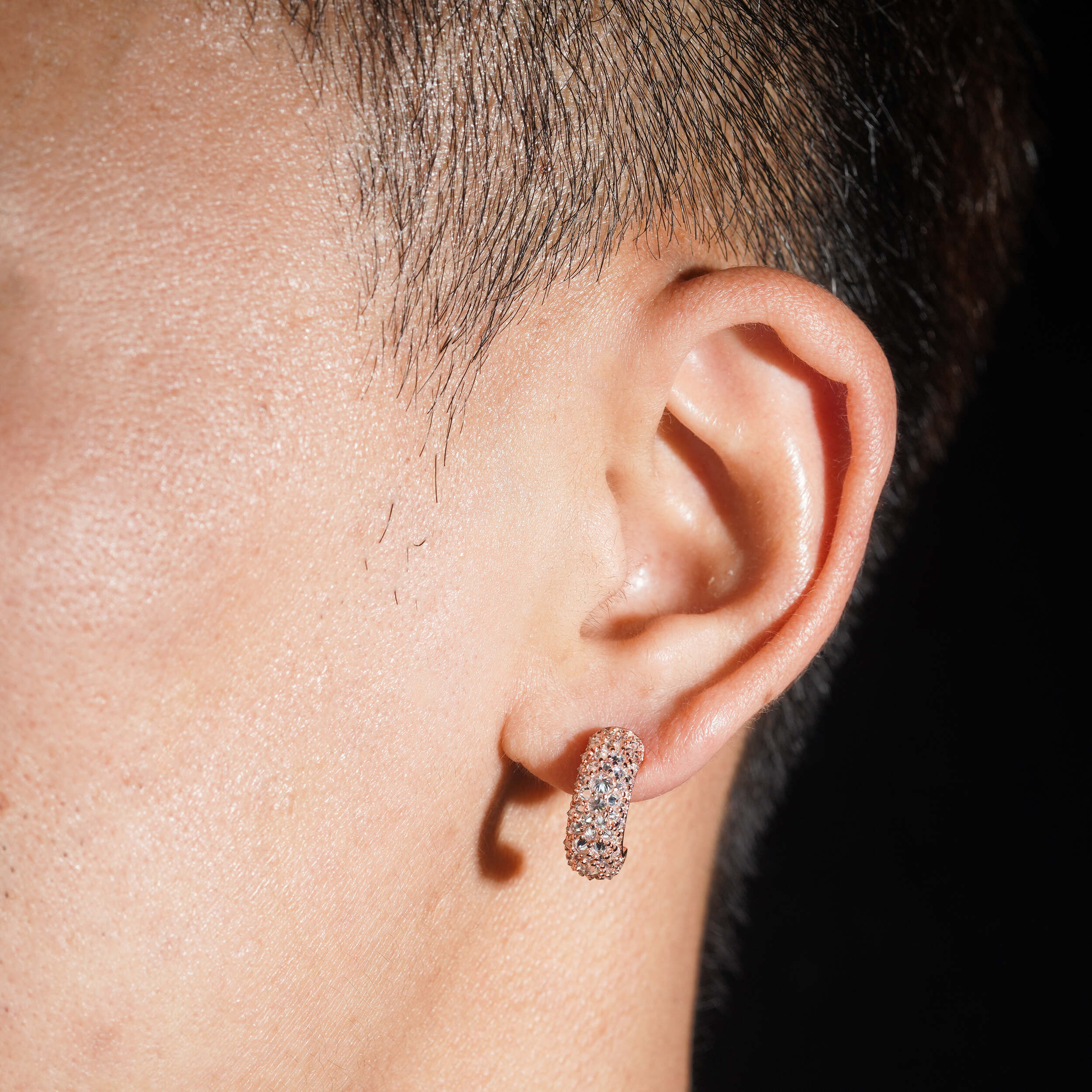 Mosaic Setting Moissanite Diamond Hoop Earrings