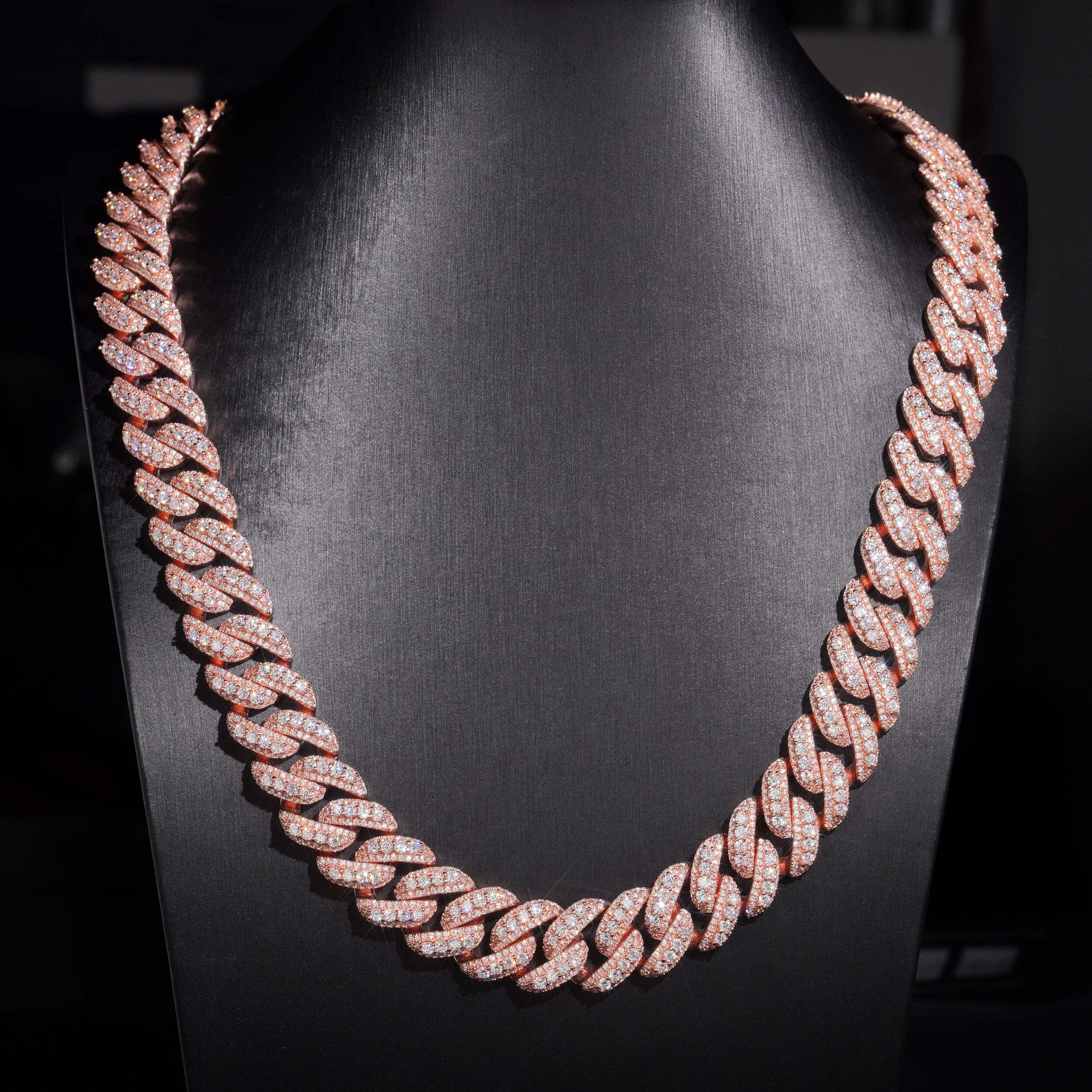 13MM Rose Gold Raised Stone Cuban VVS Moissanite