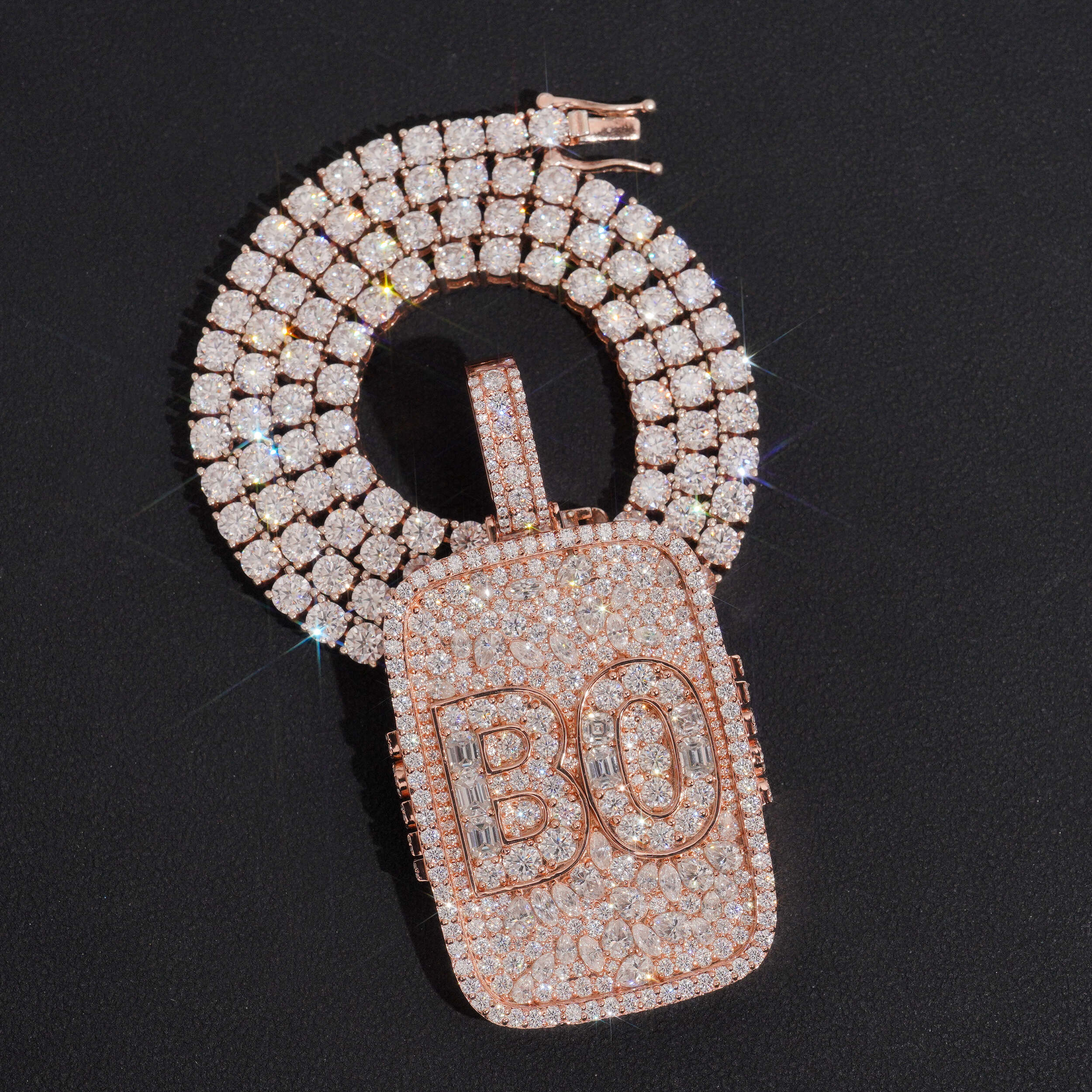 2.5Inch Tall Dog Tag Name Pendant VVS Moissanite Diamond Iced Out