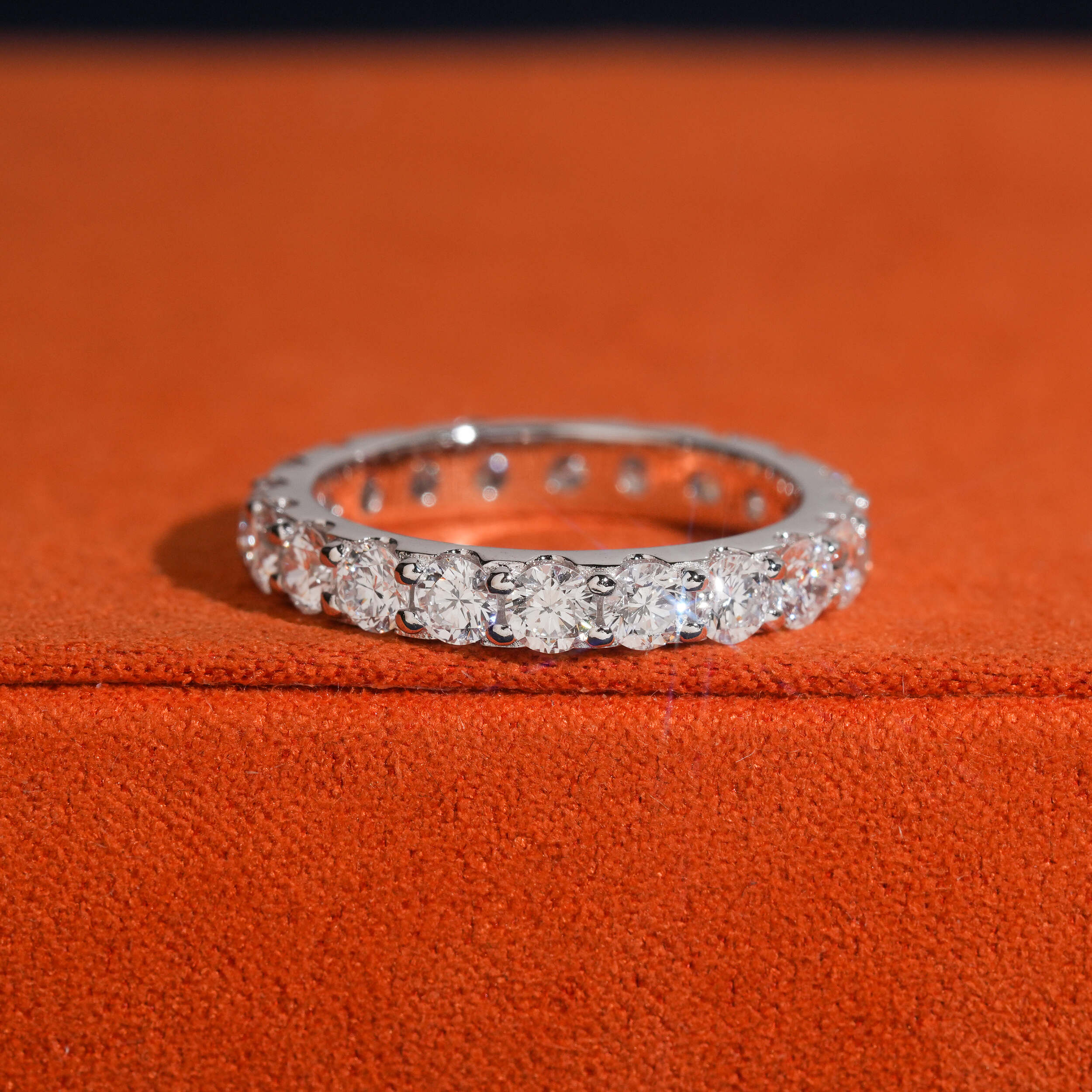 925 Sterling Silver Lab Grown Diamond 3MM Eternity Ring Band