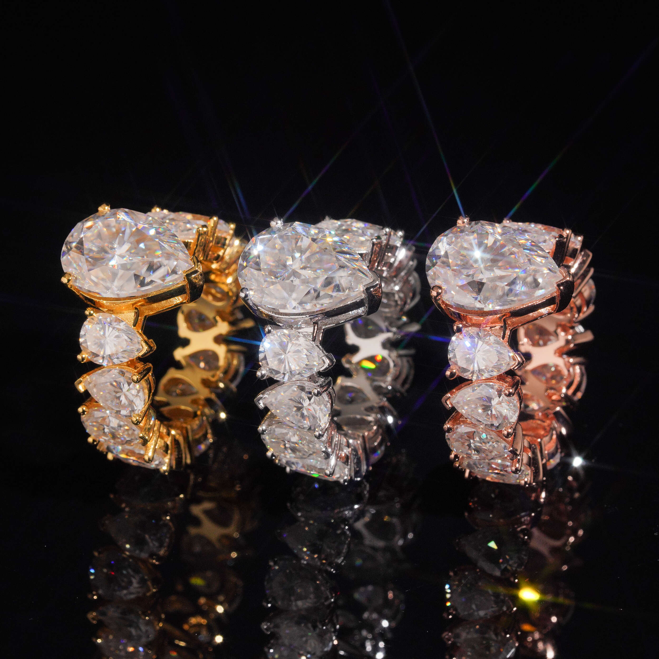 Large Carat Pear Cut Moissanite Diamond Ring