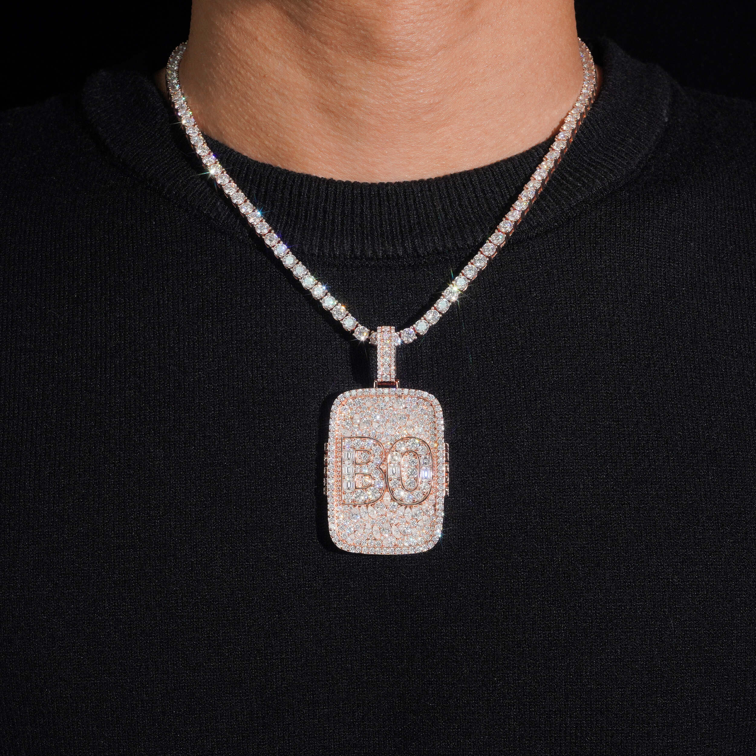 2.5Inch Tall Dog Tag Name Pendant VVS Moissanite Diamond Iced Out