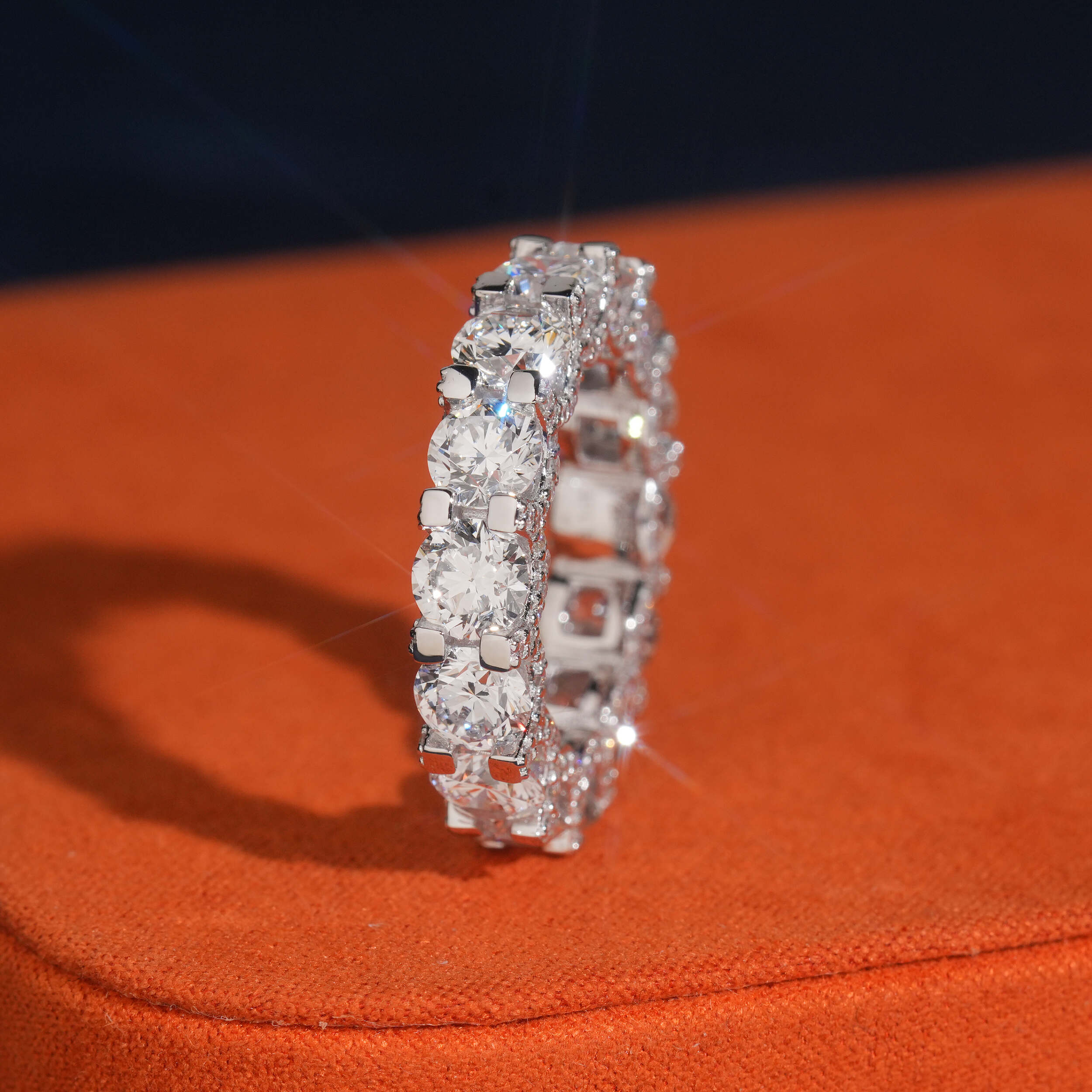 925 Sterling Silver Lab Grown Diamond 50 Pointer Eternity Ring Band Side Iced