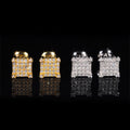 925 Silver Square Stud Earrings, VVS Moissanite, Hip Hop Jewelry