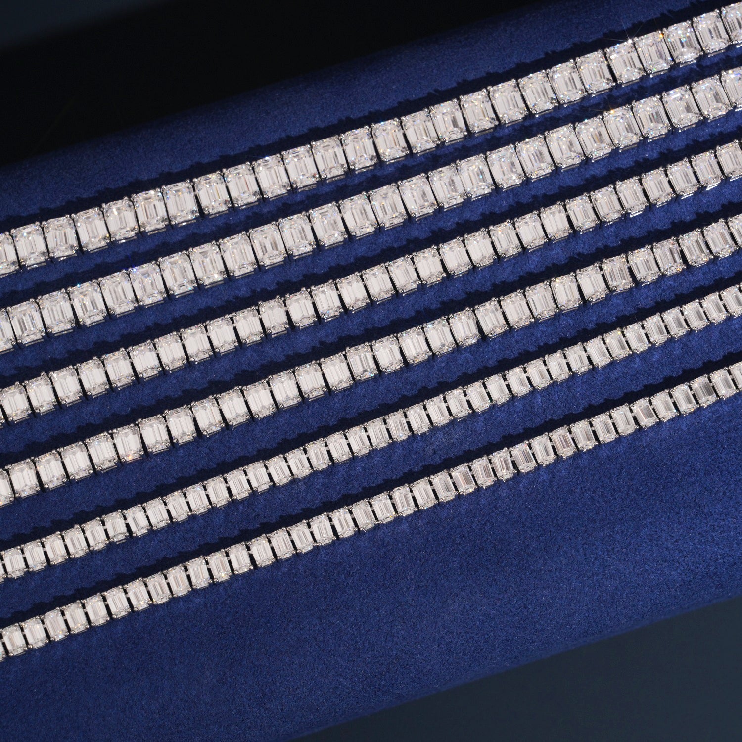 925 Silver Baguette Cut VVS Moissanite Diamond Tennis Chain Necklace