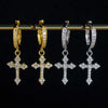 Iced Out VVS Moissanite Cross Hoop Earrings Unisex Hip Hop Jewelry