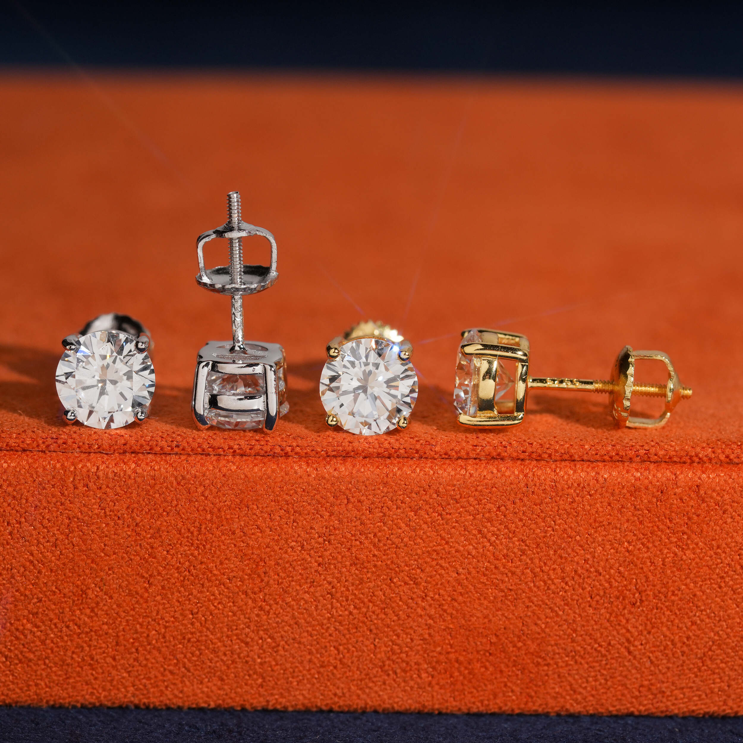 925 Sterling Silver Lab Grown Diamond Stud Earrings Screw Back