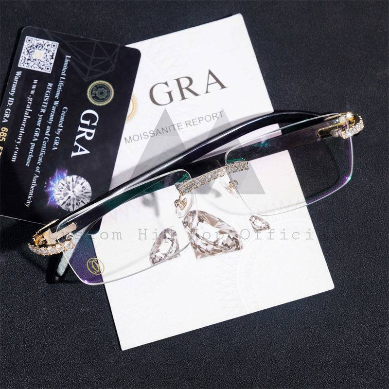 Pass Diamond Tester Iced Out 10K Real Gold VVS Moissanite Iced Out Glasses