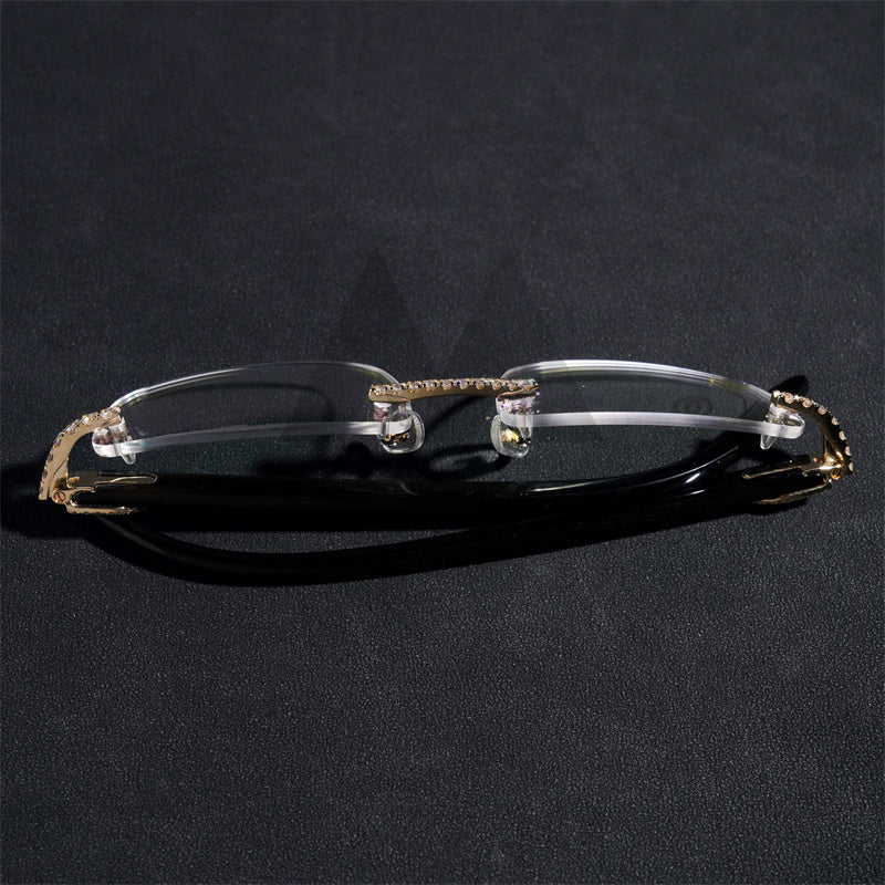 Pass Diamond Tester Iced Out 10K Real Gold VVS Moissanite Iced Out Glasses