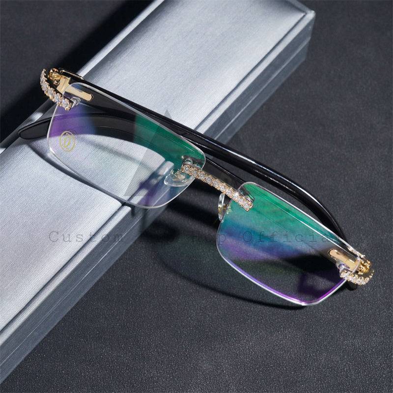 Pass Diamond Tester Iced Out 10K Real Gold VVS Moissanite Iced Out Glasses