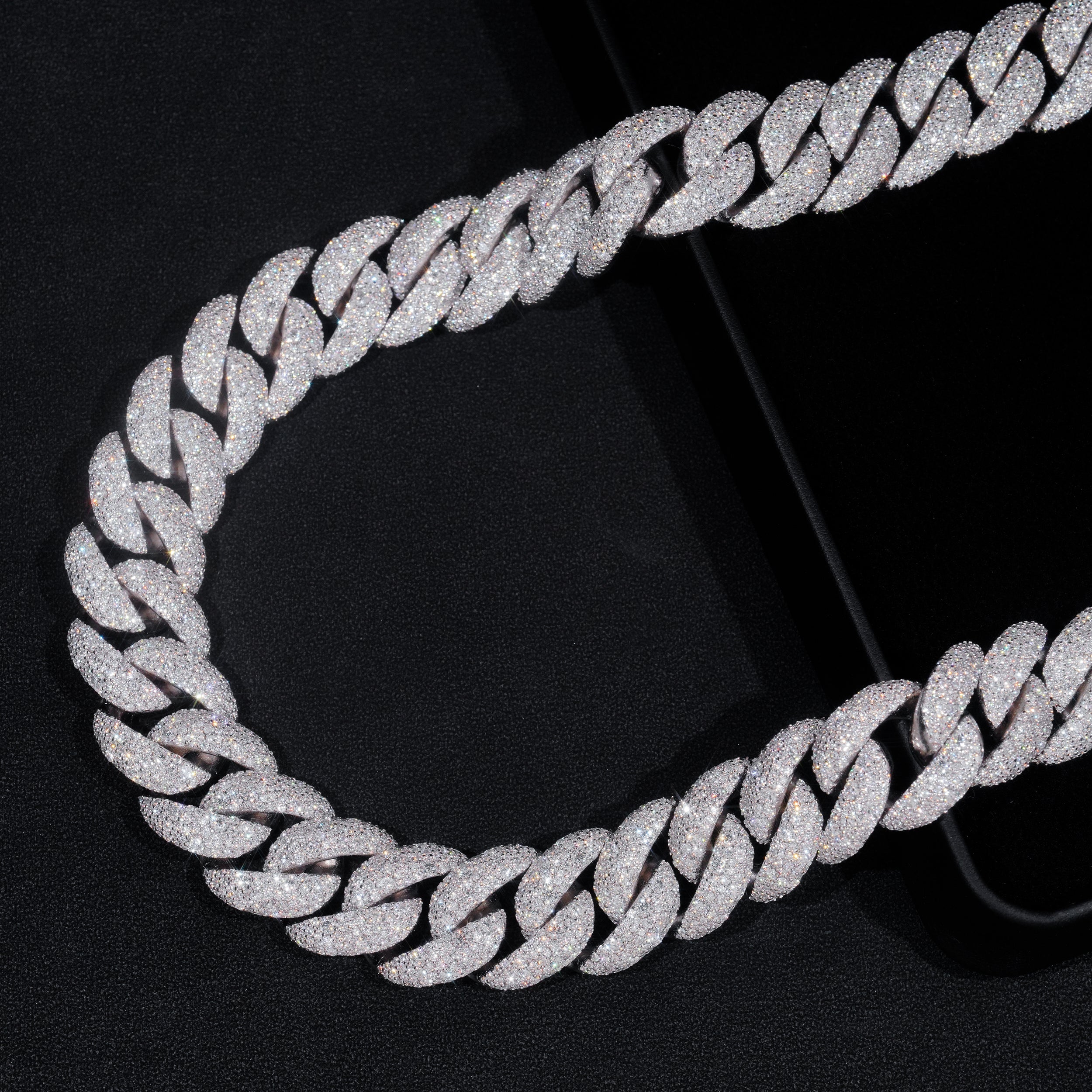 925 Sterling Silver Fully Iced New Arrival 23MM Mosaic Setting Cuban Link Chain Necklace