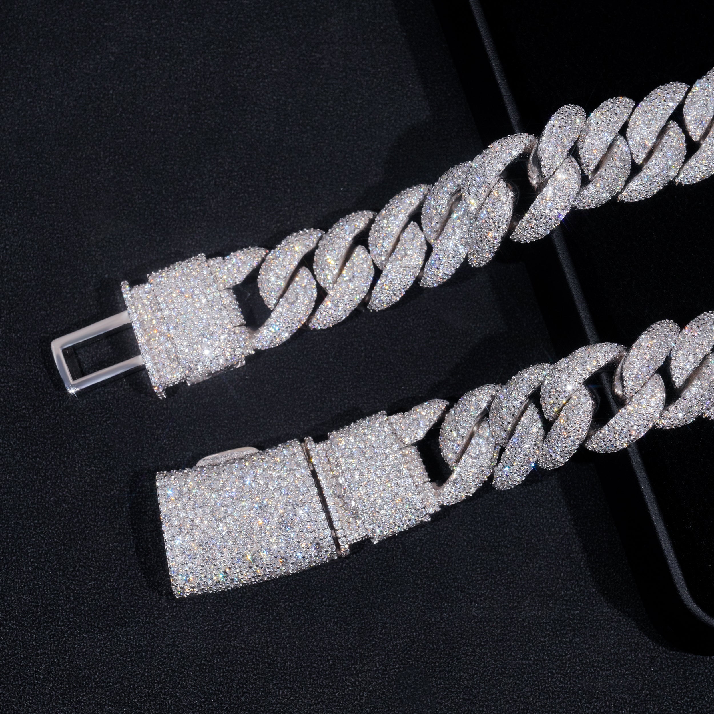 925 Sterling Silver Fully Iced New Arrival 23MM Mosaic Setting Cuban Link Chain Necklace