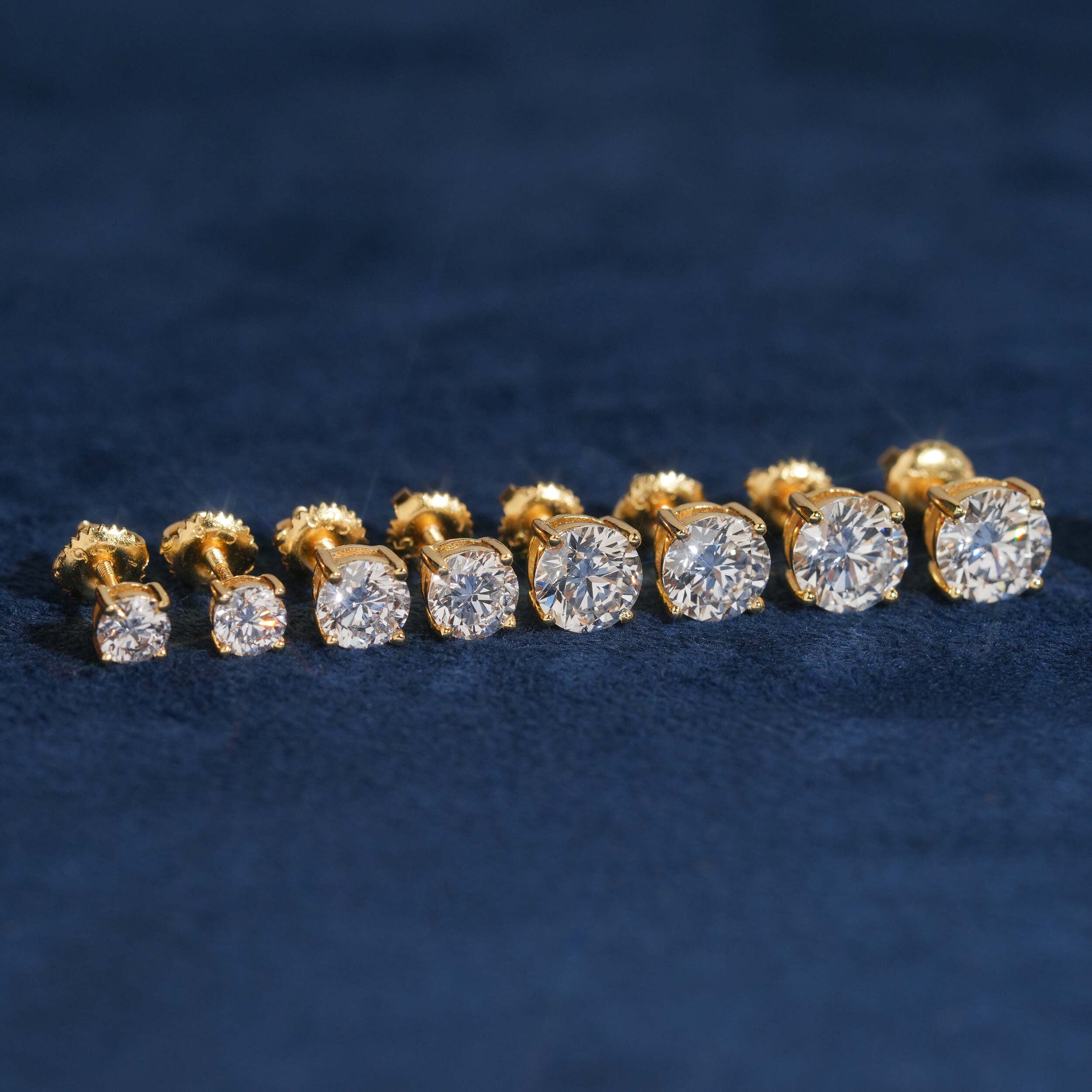 925 Sterling Silver Lab Grown Diamond Stud Earrings Screw Back