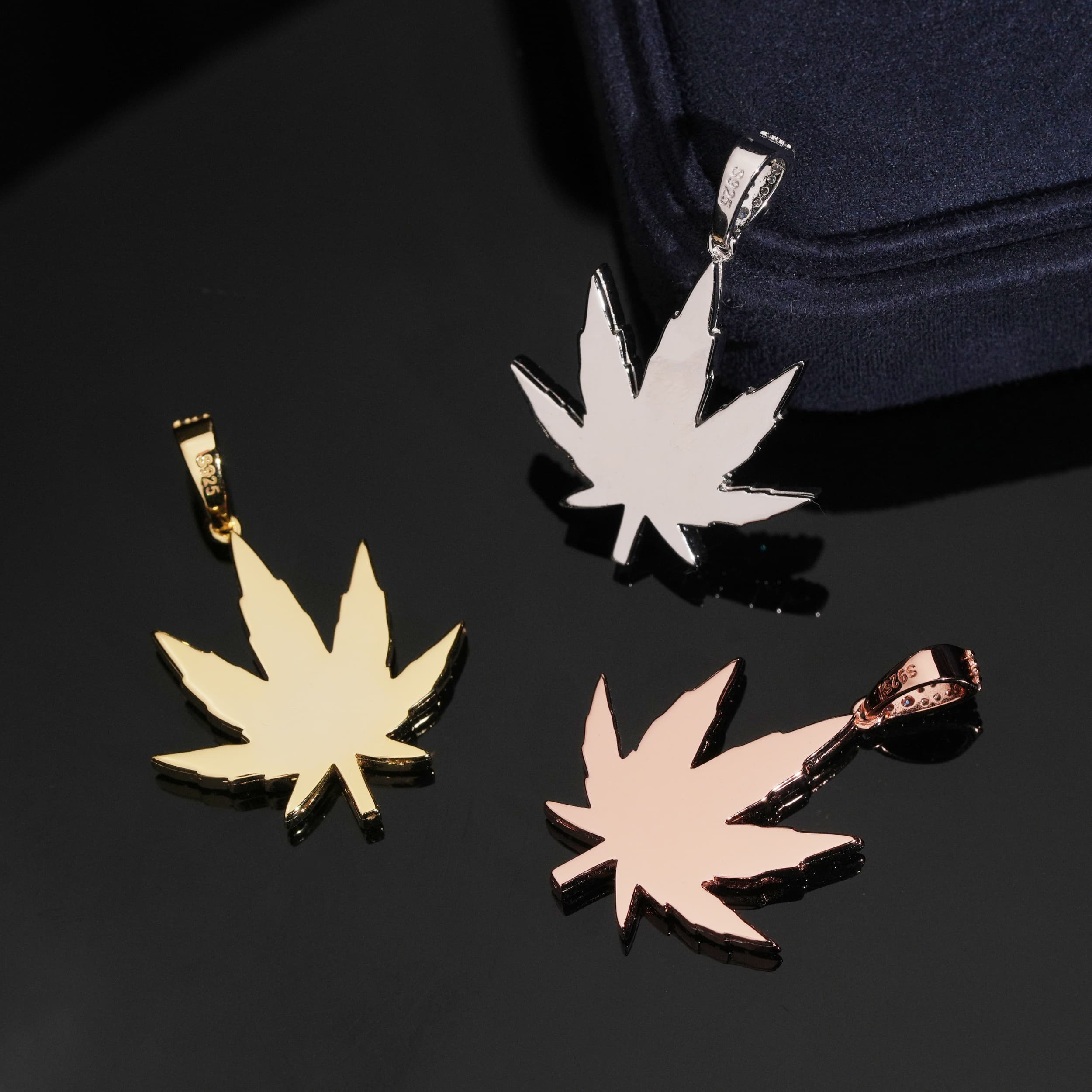 VVS Moissanite Diamond Iced Out Silver Leaf Pendant