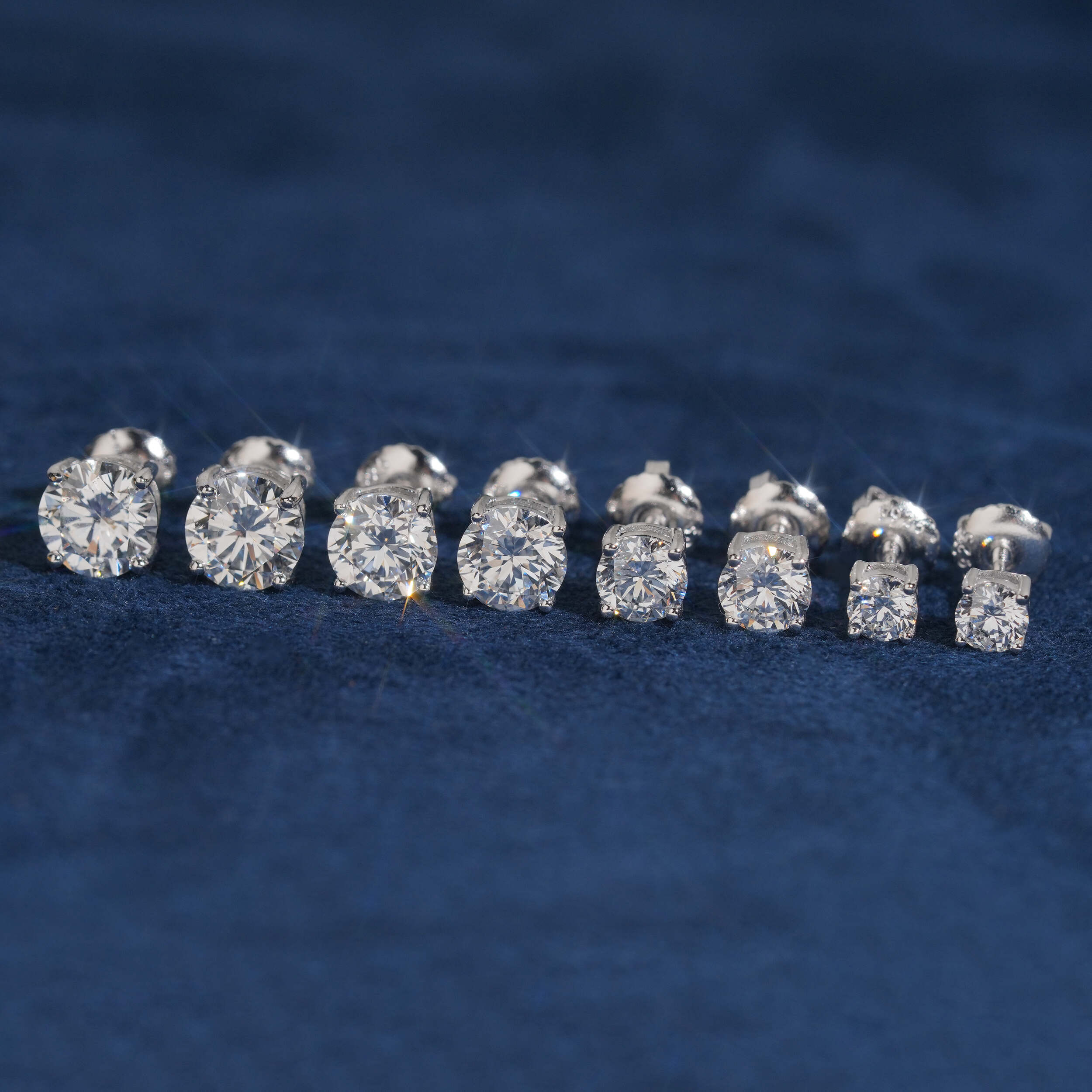925 Sterling Silver Lab Grown Diamond Stud Earrings Screw Back
