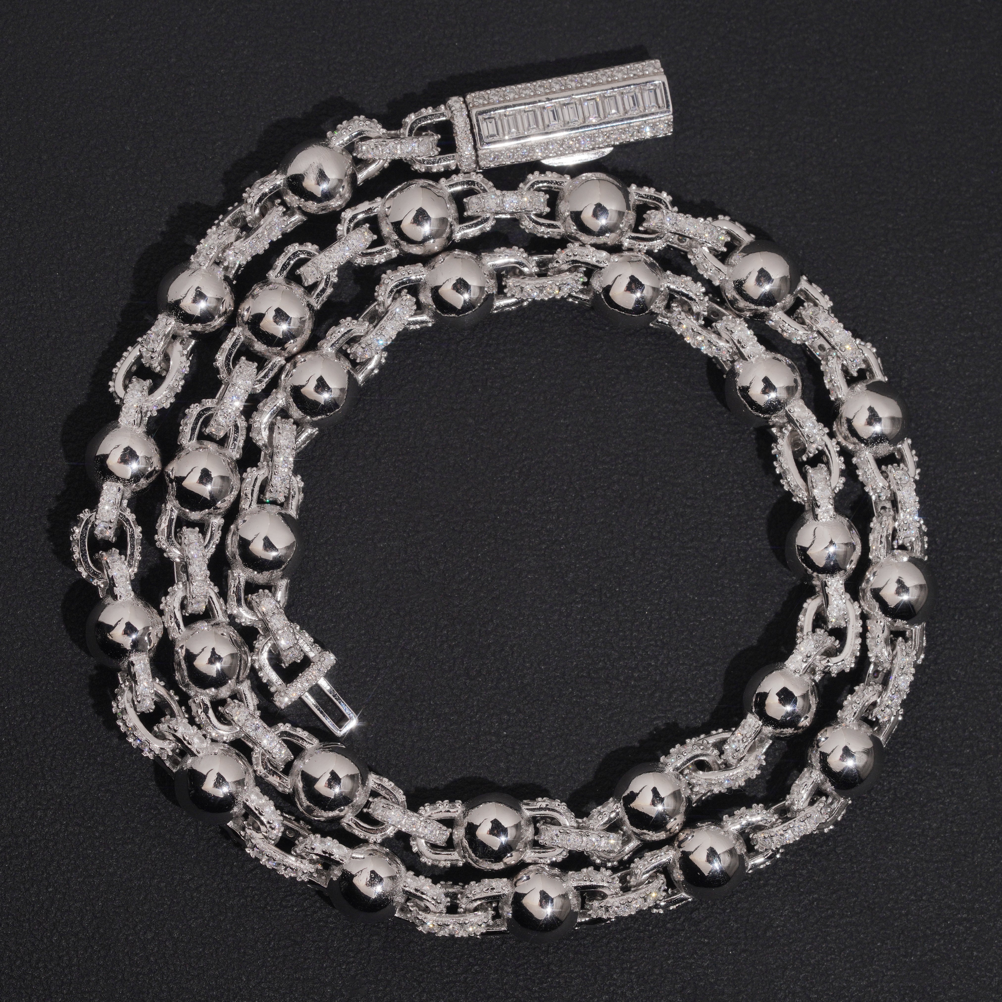 8MM Moissanite Diamond Rosary Ball Chain
