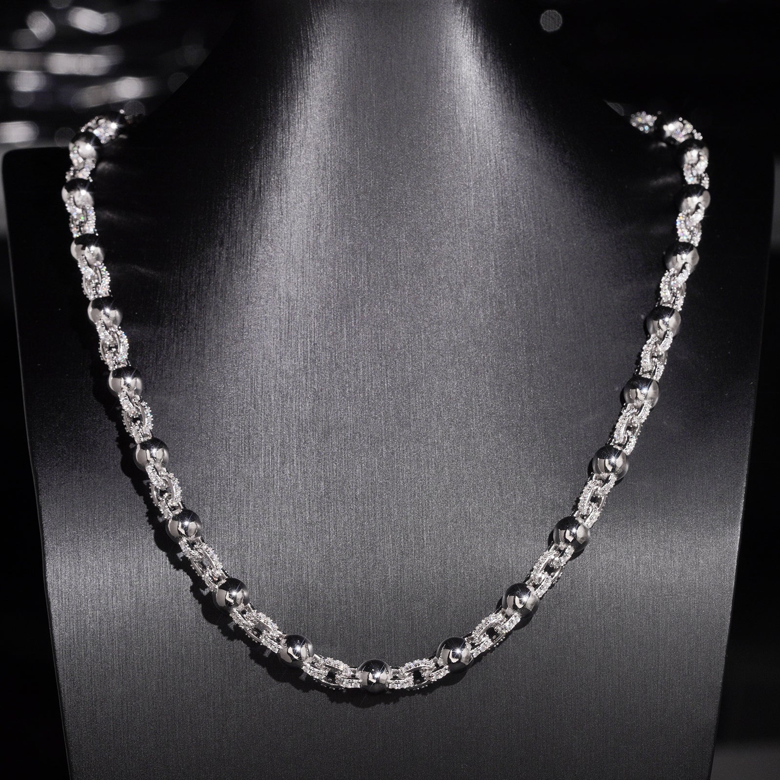 8MM Moissanite Diamond Rosary Ball Chain