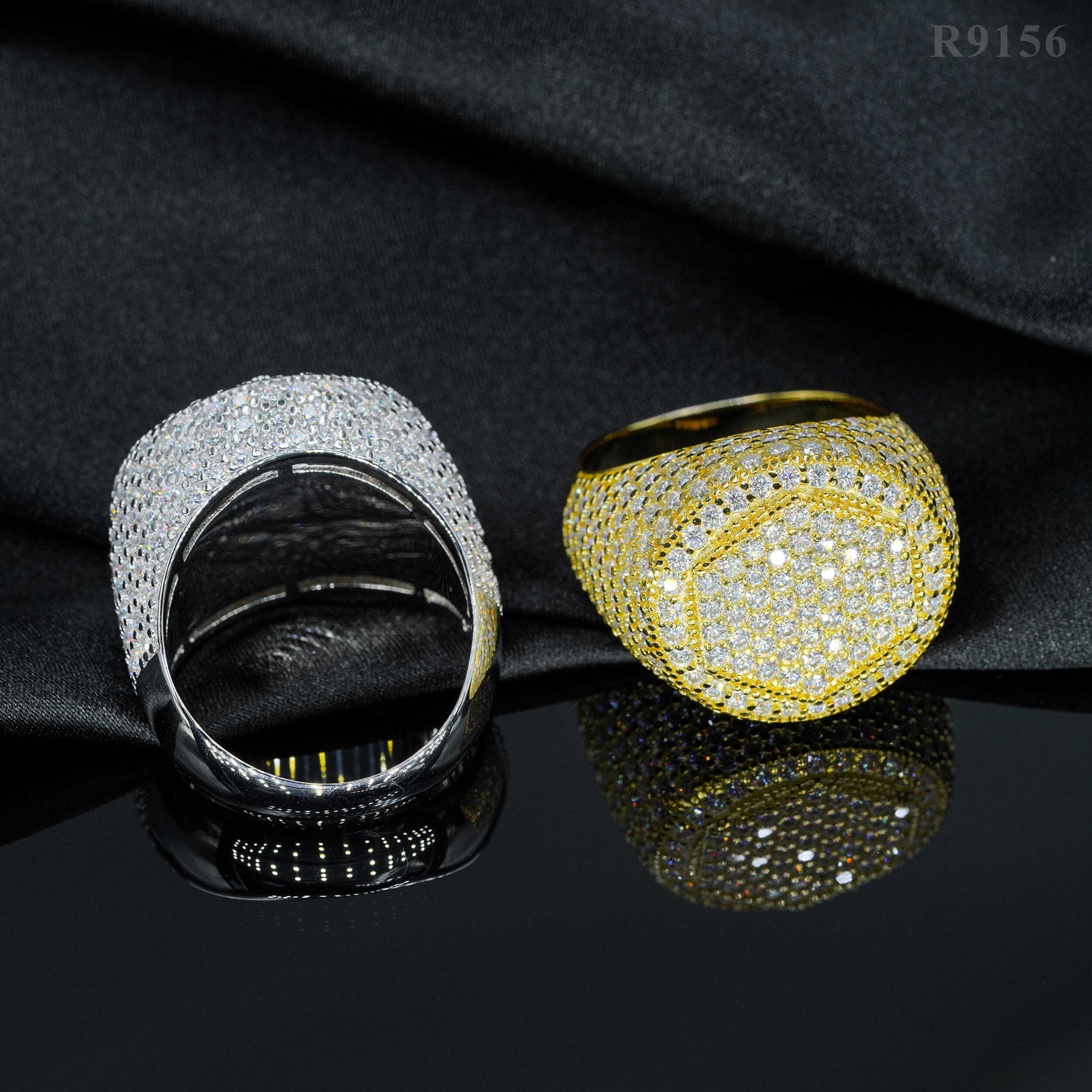 Men's Iced Out Moissanite Diamond Hip Hop Ring Fashion Round Circle Style