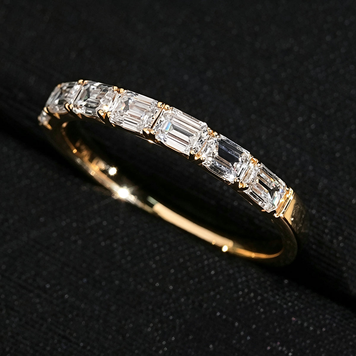 10K Yellow Gold Emerald Cut Lab Grown Diamond Eternity Ring Band
