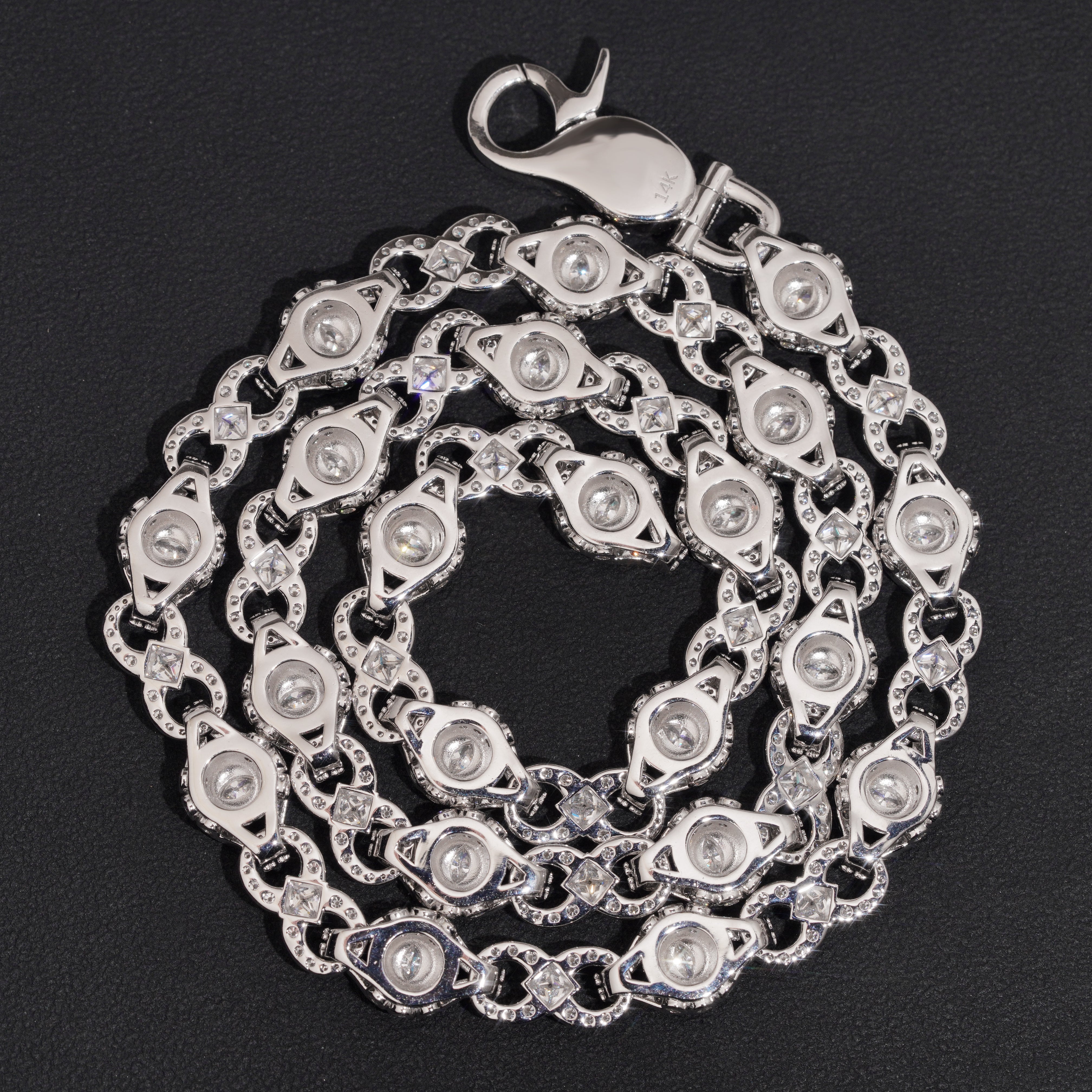 10MM Evil Eye Infinity Link Chain Necklace Moissanite Diamond