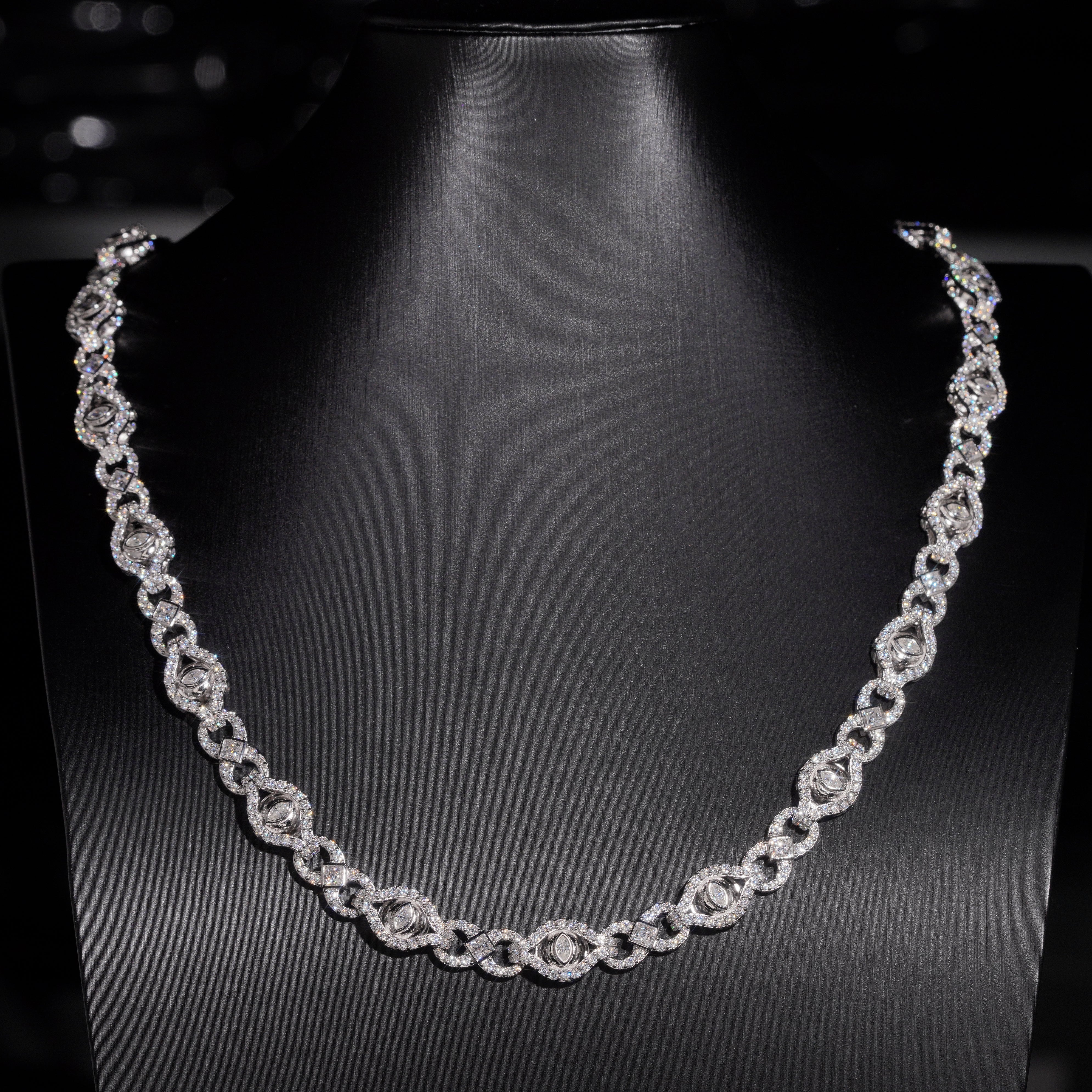 10MM Evil Eye Infinity Link Chain Necklace Moissanite Diamond