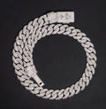 Cross Style 18MM Cuban Link Chain Necklace Moissanite Diamond