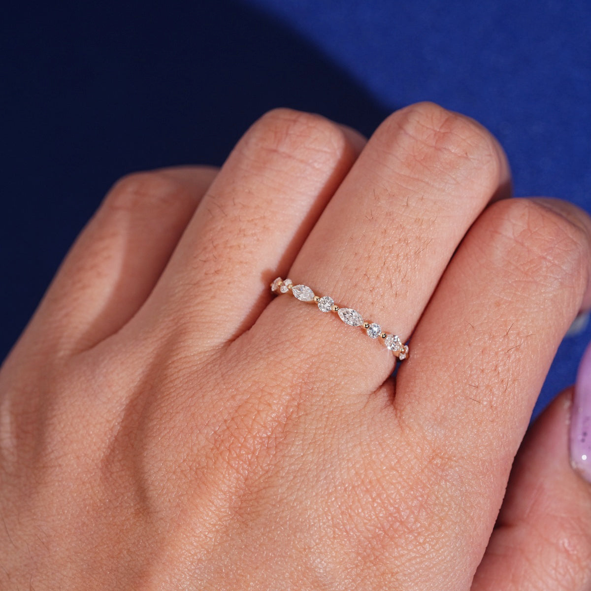 10K Yellow Gold Lab Grown Diamond Ring Band Women Jewelry