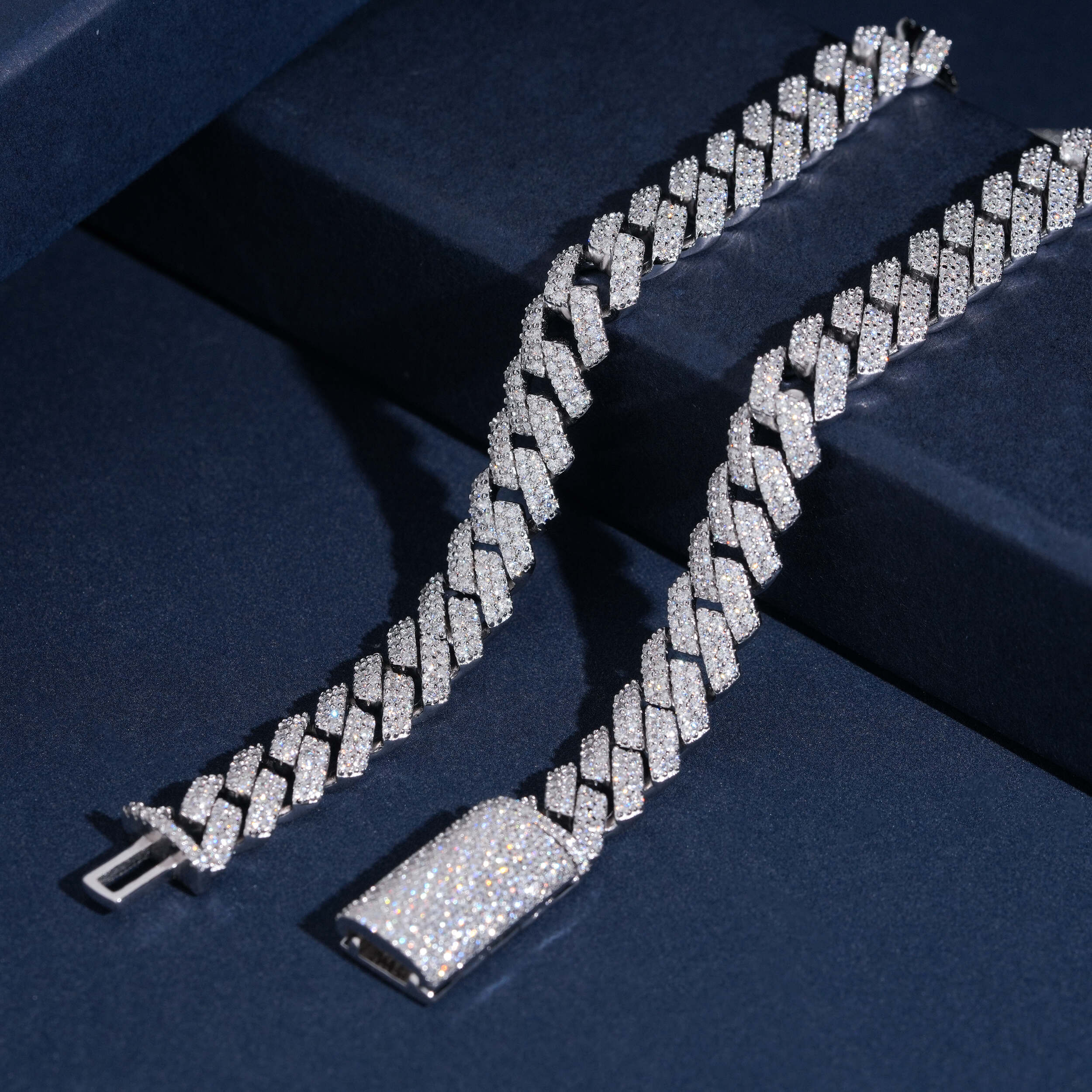 10MM Sterling Silver Lab Grown Diamond Cuban Link Bracelet