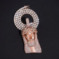 2.5Inch Tall Mosaic Setting Jesus Pendant Matt Finish Moissanite Diamond