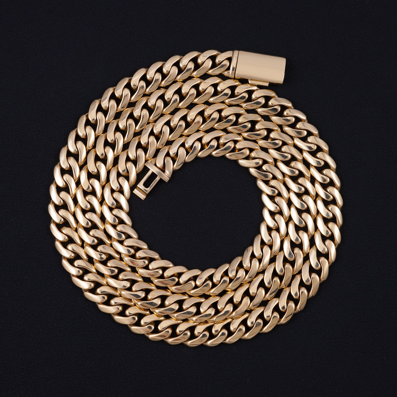 Plain Deisgn Basic Men Necklace 8MM 10K Real Gold Miami Cuban Link Chain Necklace