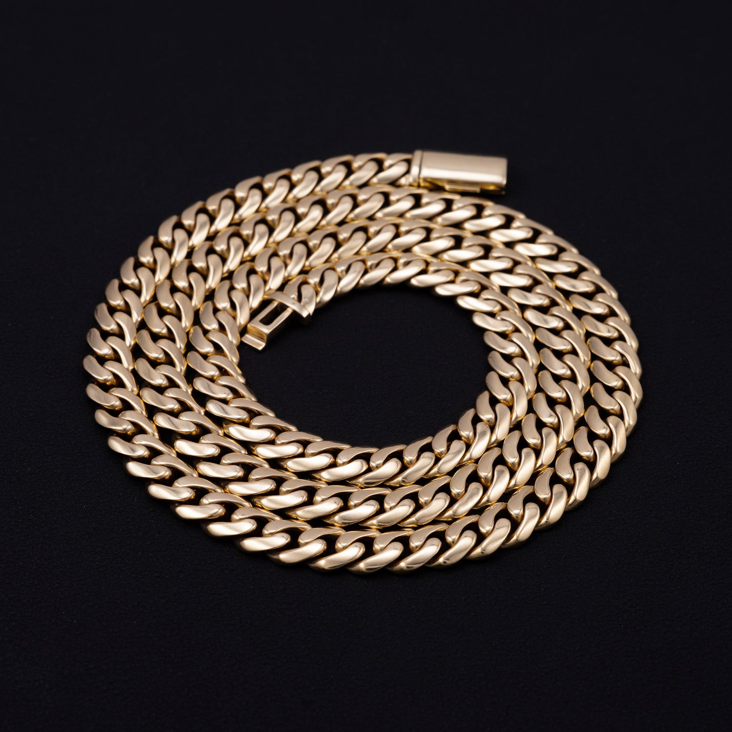 Plain Deisgn Basic Men Necklace 8MM 10K Real Gold Miami Cuban Link Chain Necklace