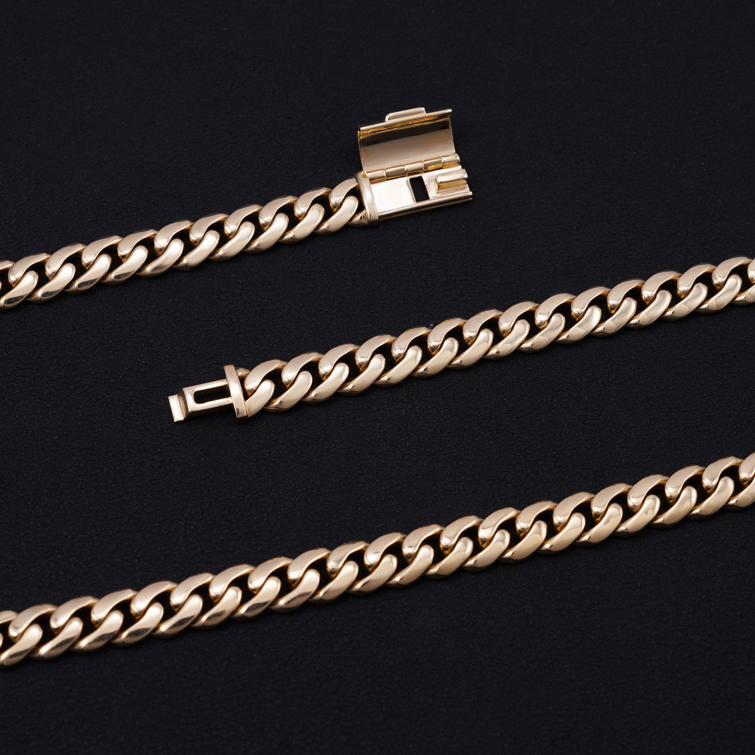 Plain Deisgn Basic Men Necklace 8MM 10K Real Gold Miami Cuban Link Chain Necklace