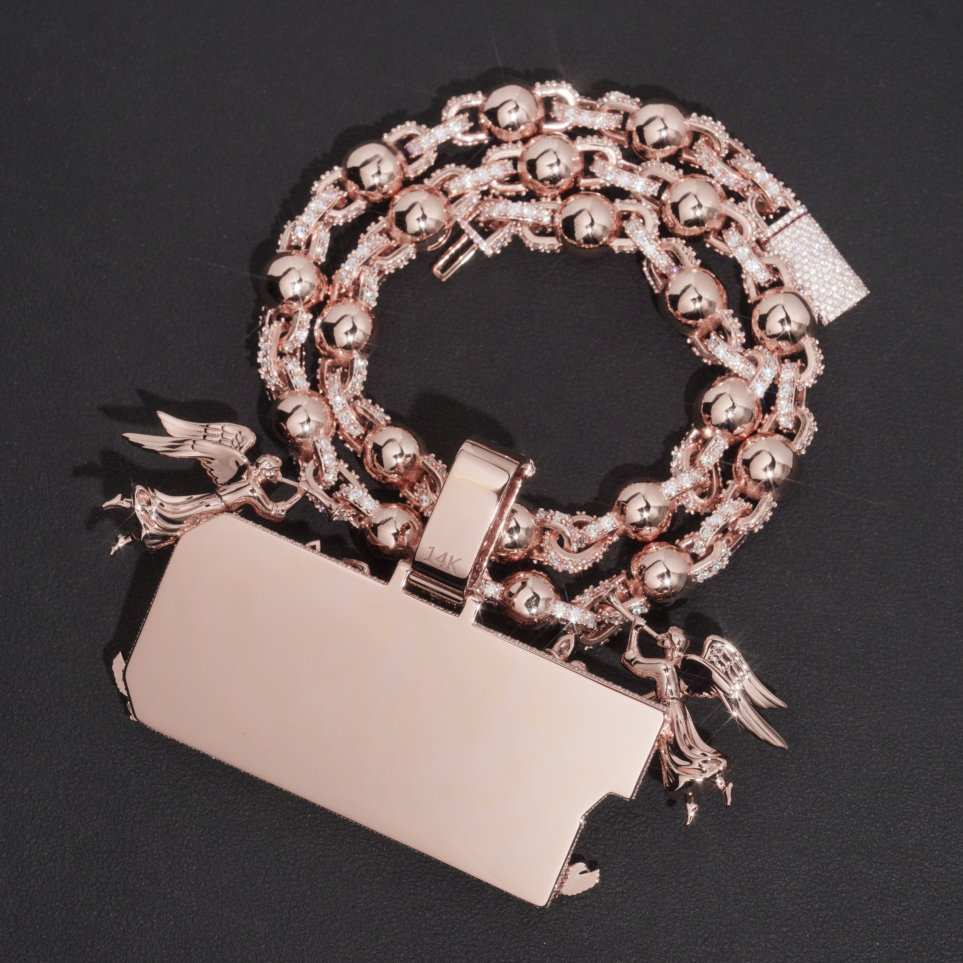 3.5Inch Width Rose Gold Baguette Cut Moissanite Diamond Name Pendant