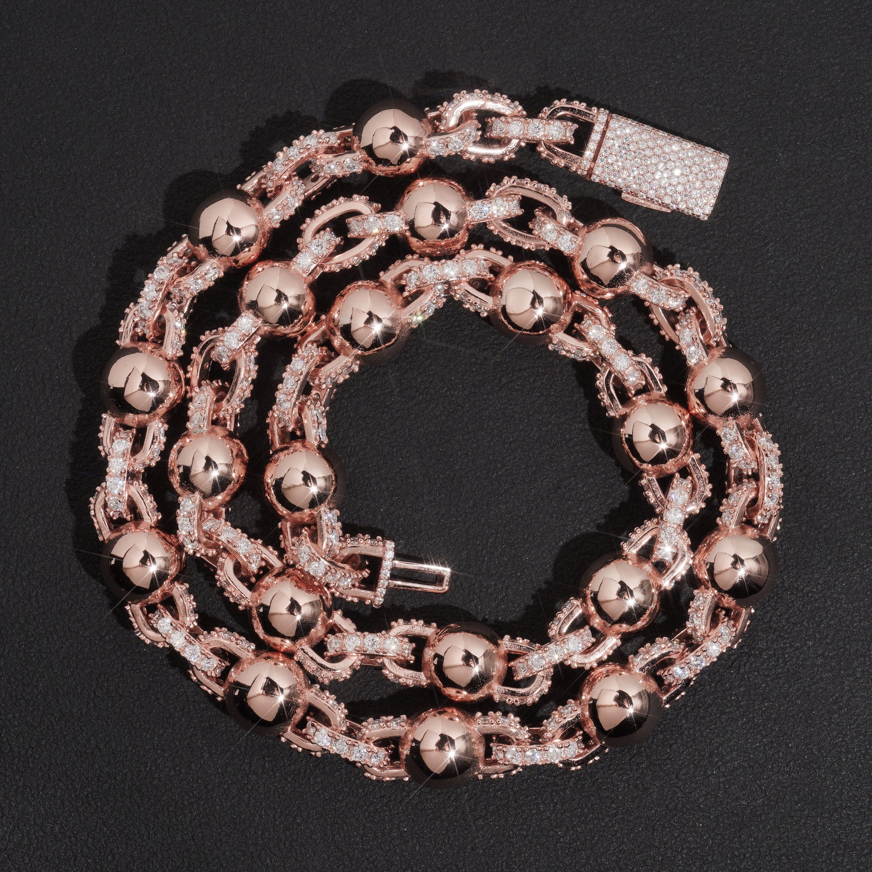 10MM Iced Out Rosary Ball Chain VVS Moissanite Diamond