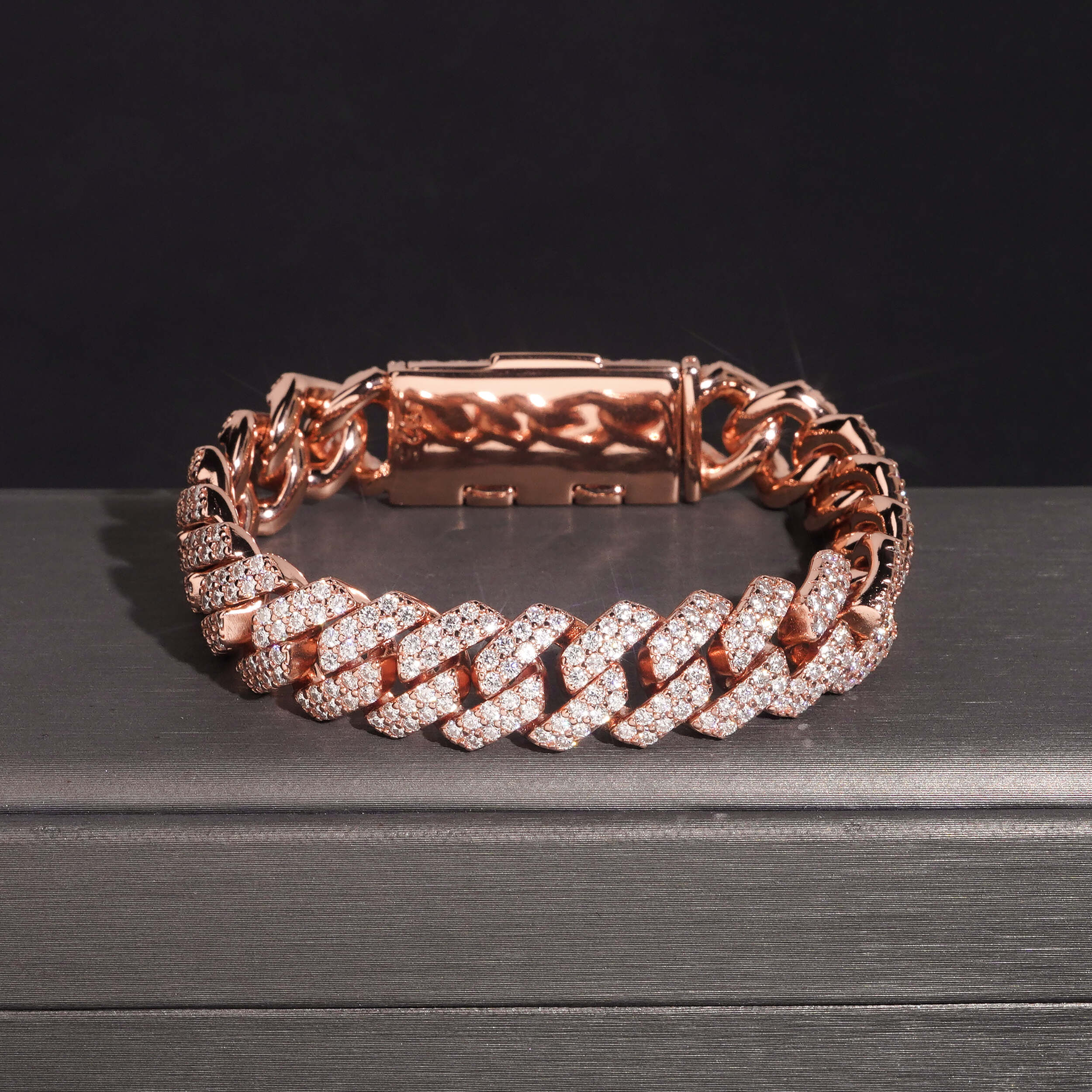 Sterling Silver Lab Diamond 10MM Cuban Link Bracelet With Name Clasp