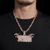 3.5Inch Width Rose Gold Baguette Cut Moissanite Diamond Name Pendant